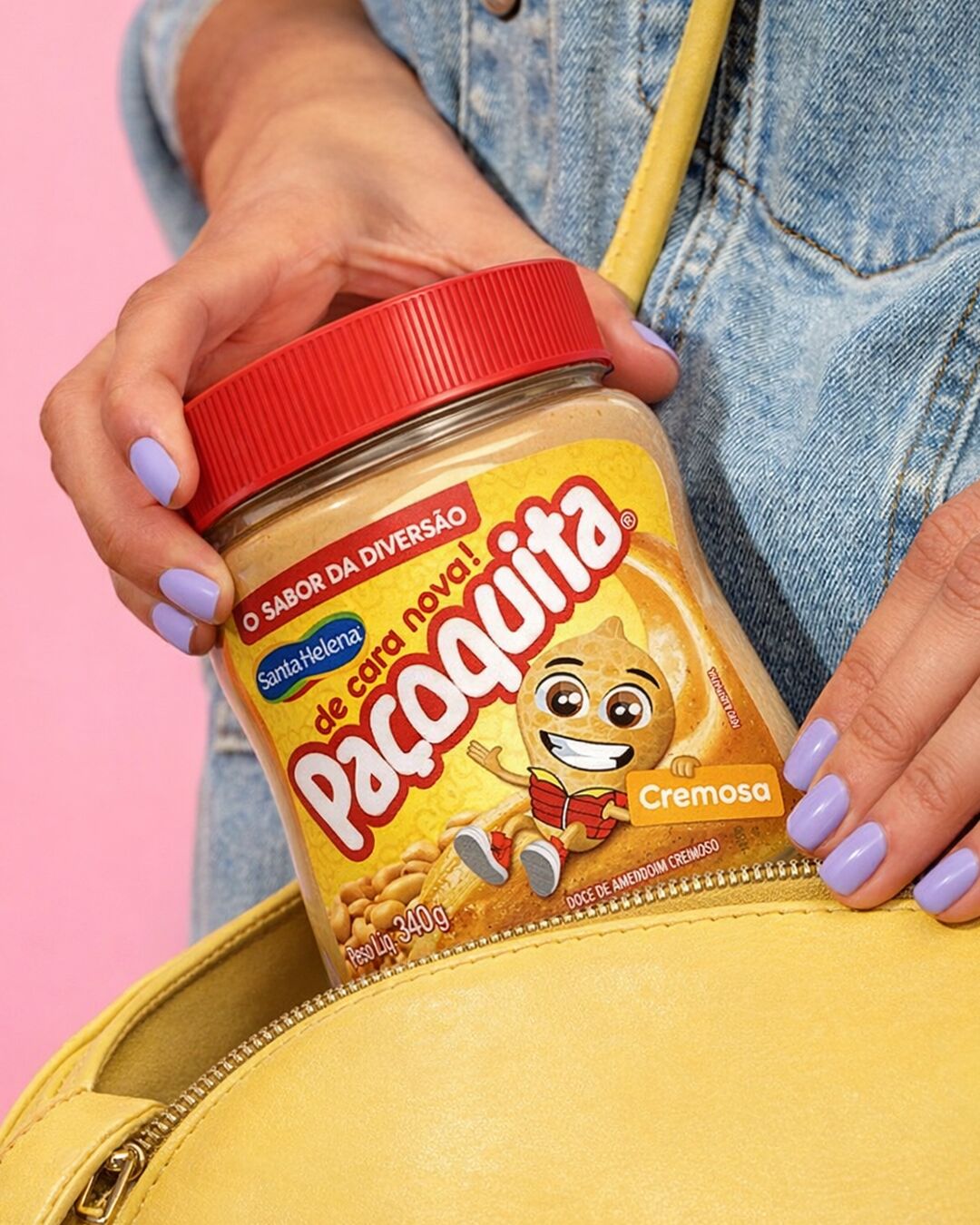 Paçoquita Cremosa — campanha lifestyle bolsa